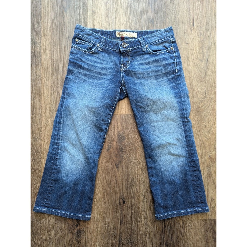 BKE Stella Capri Womens 27 Blue Dark Wash Skimmer‎ Long Shorts Denim